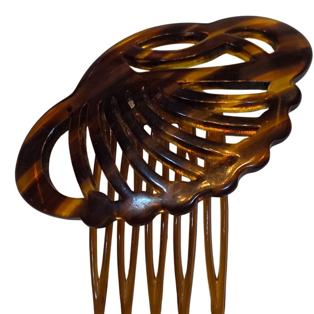 Vintage Lucite Tortoiseshell Decorative Hair Comb Made In‎ France